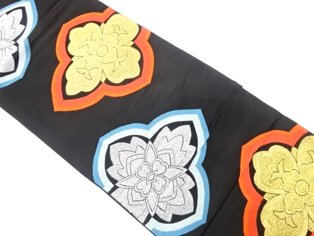 JAPANESE KIMONO / ANTIQUE FUKURO OBI / SILK / WOVEN RHOMBUS FLOWER CREST